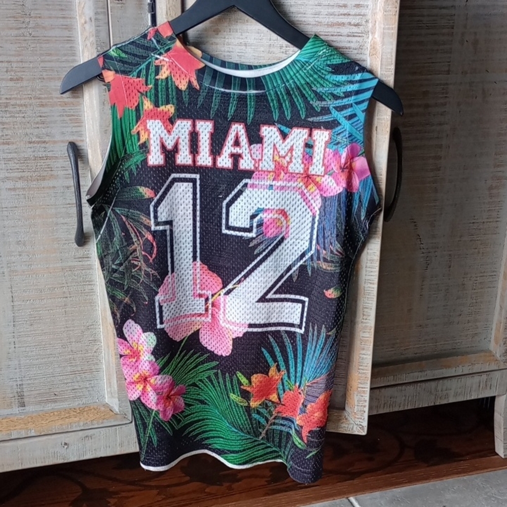 C) Love Women's Miami Floral Tank Top - Black and Multicolor
